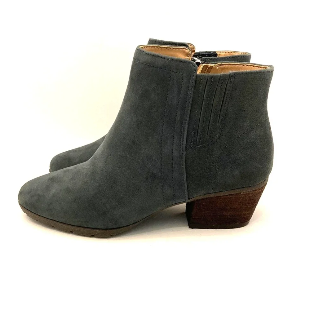 Blondo Women 5.5 Valli 2.0 Ankle Boots Blue Suede‎ Leather Block Heel Waterproof